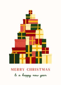 Weihnachtskarte Geschenke als Weihnachtsbaum beige Bonprix