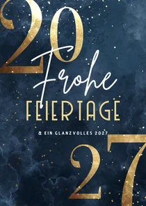 Weihnachtskarte große Jahreszahl Gold