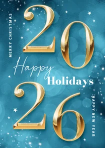 Weihnachtskarte Grüße geschäftlich goldene 2026 englisch