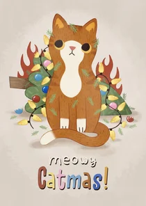 Weihnachtskarte Katze 'Meowy Catmas'