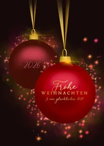 Weihnachtskarte klassische Weihnachtskugeln Glitzer