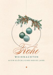 Weihnachtskarte Kranz mit Kugeln