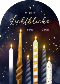 Weihnachtskarte Lichtblicke 6 Kerzen Bogenform