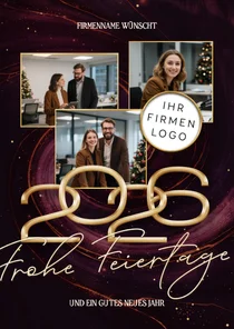 Weihnachtskarte Marmorlook dunkelrot Firmenlogo Fotos