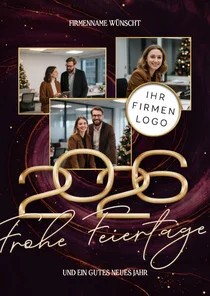Weihnachtskarte Marmorlook dunkelrot Firmenlogo Fotos