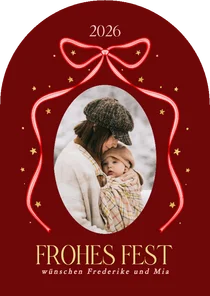 Weihnachtskarte mit Foto Bogenkarte Schleife