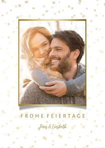 Weihnachtskarte mit Foto und goldenen Sternen
