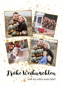 Weihnachtskarte mit Fotocollage Goldkonfetti