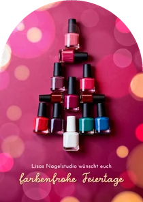 Weihnachtskarte Nagelstudio Nagellack farbenfroh Bogenkarte