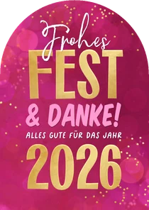 Weihnachtskarte pink Bogenkarte 'Frohes Fest' Lichteffekt