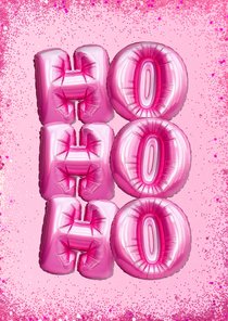 Weihnachtskarte rosa Glitzer Ho Ho Ho Folienluftballons