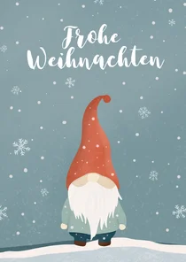 Weihnachtskarte Schneegestöber Weihnachtswichtel