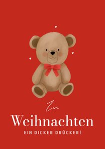 Weihnachtskarte Trost Teddybär mit Schleife