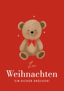 Weihnachtskarte Trost Teddybär mit Schleife