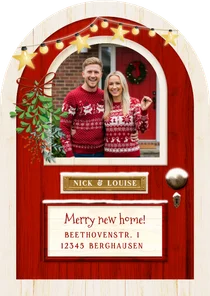 Weihnachtskarte Tür Bogenform zum Umzug 