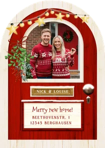 Weihnachtskarte Tür Bogenform zum Umzug 
