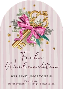 Weihnachtskarte Umzug zu Weihnachten Schlüssel mit Schleife