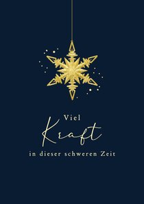 Weihnachtskarte 'Viel Kraft' goldener Eiskristall