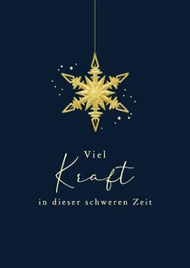 Weihnachtskarte 'Viel Kraft' goldener Eiskristall