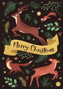Weihnachtskarte Waldtiere