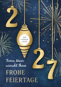 Weihnachtskarte Weihnachtskugeln Jahreszahl