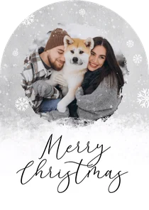 Weihnachtskarte Winter Schnee Bogenkarte mit Foto