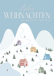 Weihnachtskarte Winterdorf im Schnee