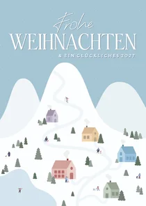 Weihnachtskarte Winterdorf im Schnee