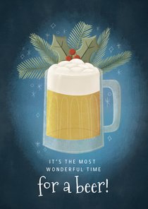 Weihnachtskarte 'Wonderful time for a beer'