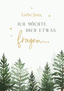 Winter Hochzeit Karte Trauzeugin fragen Tannenbäume