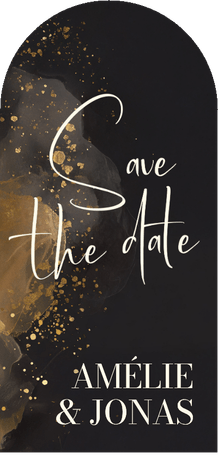Save the Date Bogenkarte Wasserfarbe Grau Gold