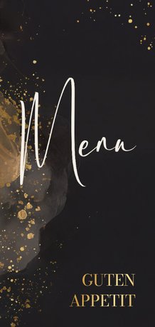 Menükarte Hochzeit Wasserfarbe Grau und Gold