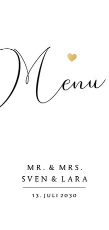 Menükarte schlicht Kalligrafie schwarz weiß