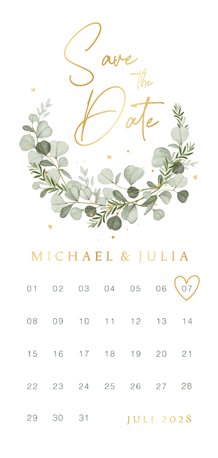 Save-the-Date-Karte Aquarellzweige Kalender