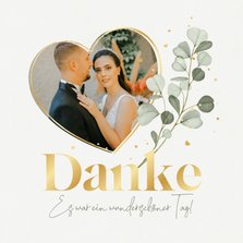 Dankeskarte Hochzeit Eukalyptuszweige, Foto & Gold