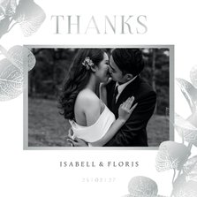 Dankeskarte 'Thanks' Foto und Eukalyptus Silber