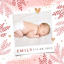 Dankeskarte zur Geburt Foto und rosa Zweige