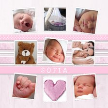 Dankeskarte zur Geburt Fotocollage rosa