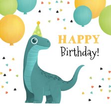 Dino-Geburtstagskarte mit Luftballons