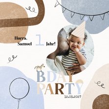 Einladung 1. Geburtstag 'Bday Party' Foto