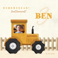 Einladung 3. Kindergeburtstag mit Foto im Traktor