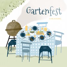 Einladung Gartenfest Tisch mit Grill