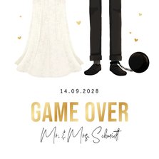Einladung Hochzeit Fußfessel 'Game over' mit Gold