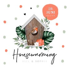 Einladung Housewarming Rotkehlchen Vogelhaus