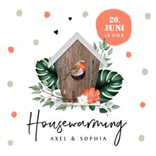 Einladung Housewarming Rotkehlchen Vogelhaus