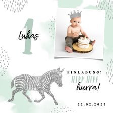 Einladung Kindergeburtstag mit Foto, Zebra und Krone