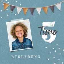 Einladung Kindergeburtstag mit großer Zahl und Girlande