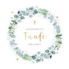 Einladung zur Taufe botanischer Blumenkranz