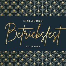 Einladungskarte Betriebsfest dunkelblau Goldmuster