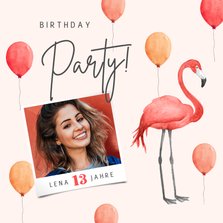 Einladungskarte Geburtstagsparty Flamingo
